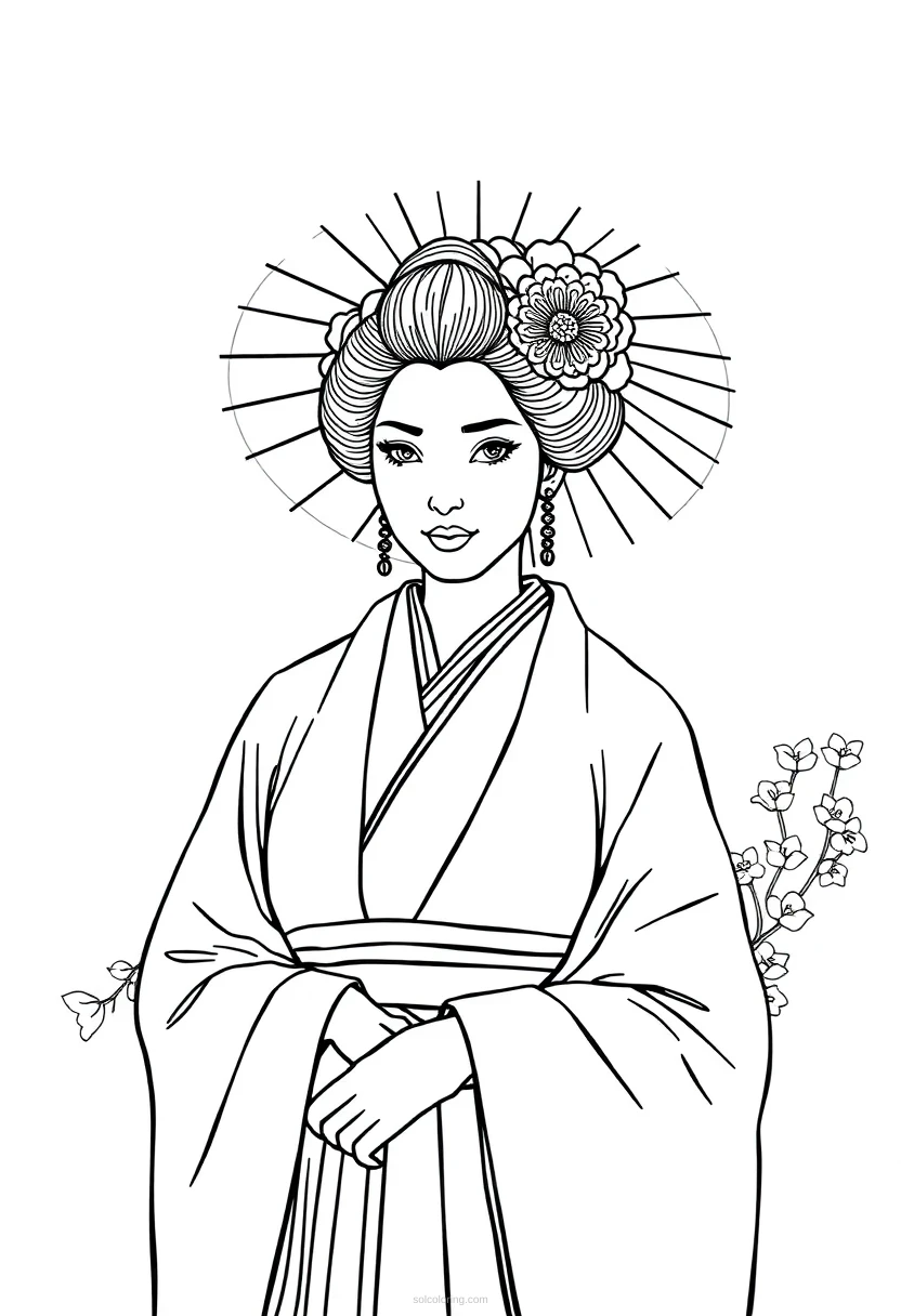 Geisha coloring page for kids