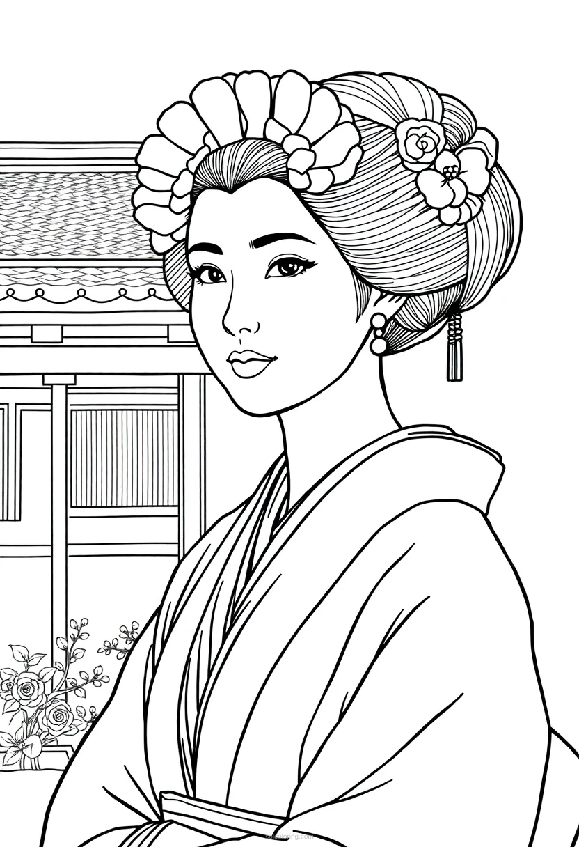Geisha coloring page for kids