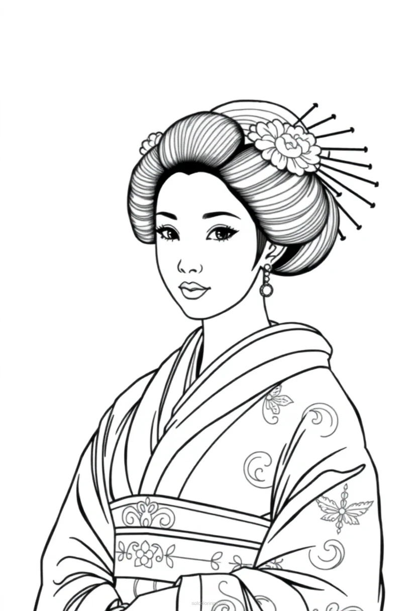 Geisha coloring page for kids