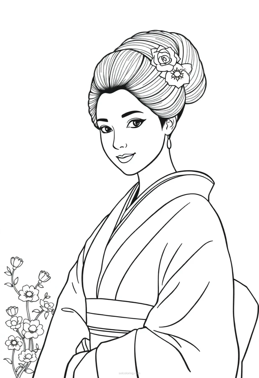 Geisha Cute Cartoon coloring pages