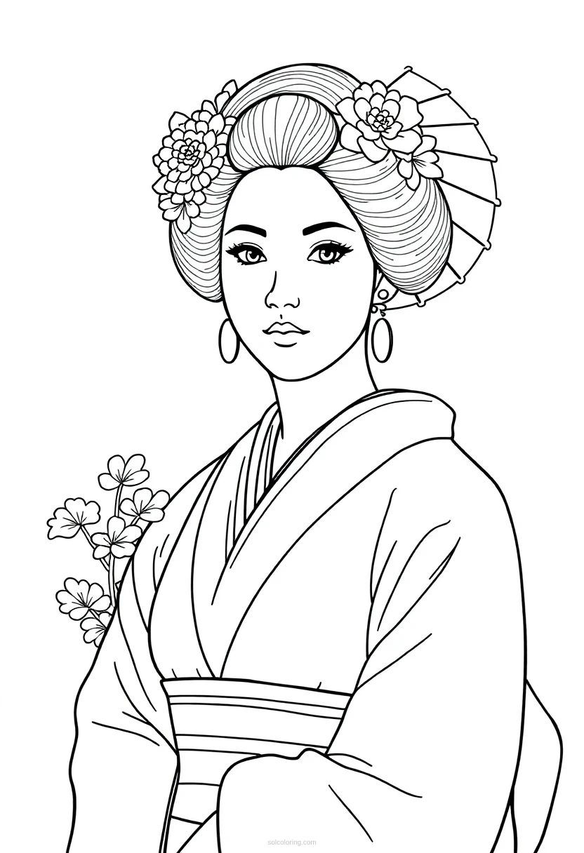 Geisha coloring page for kids