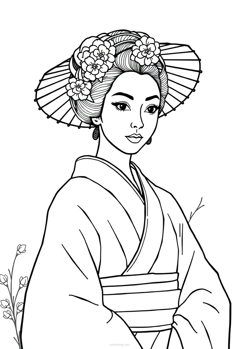 Geisha coloring page for kids