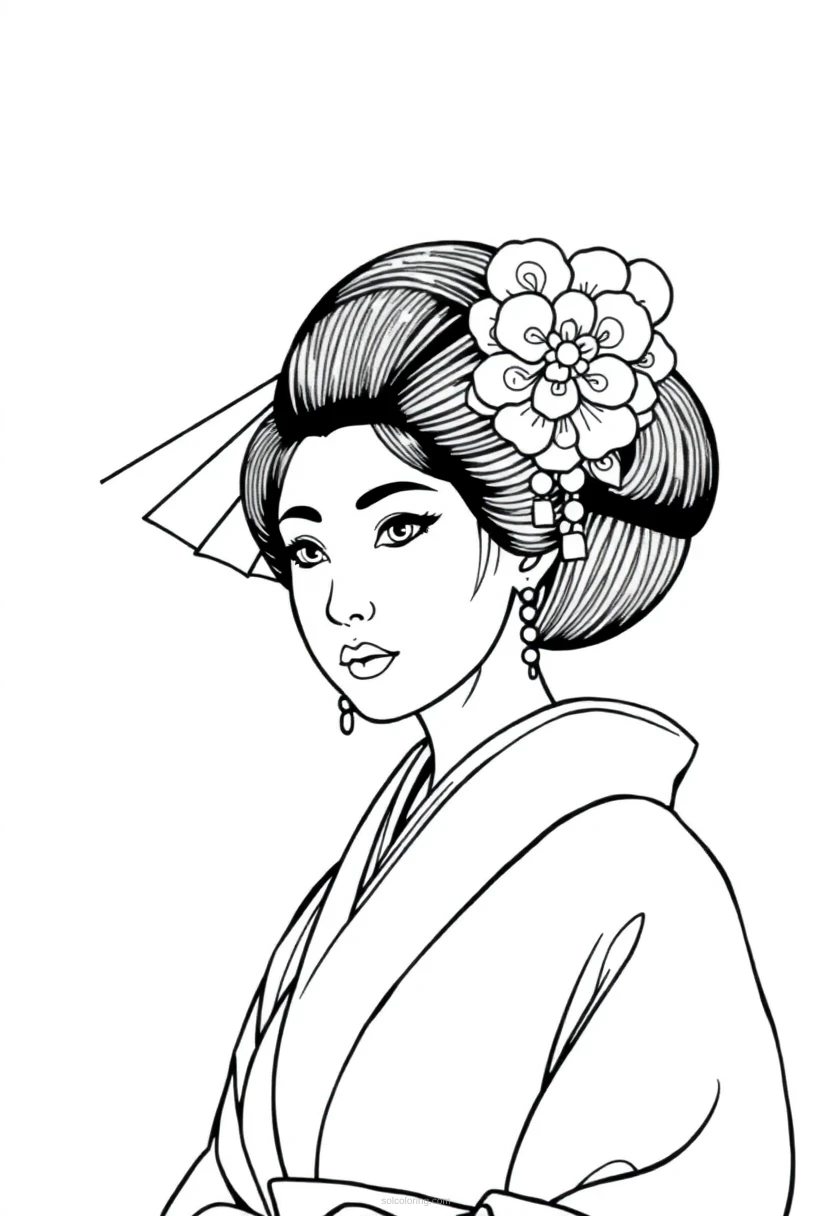 Geisha coloring page for kids