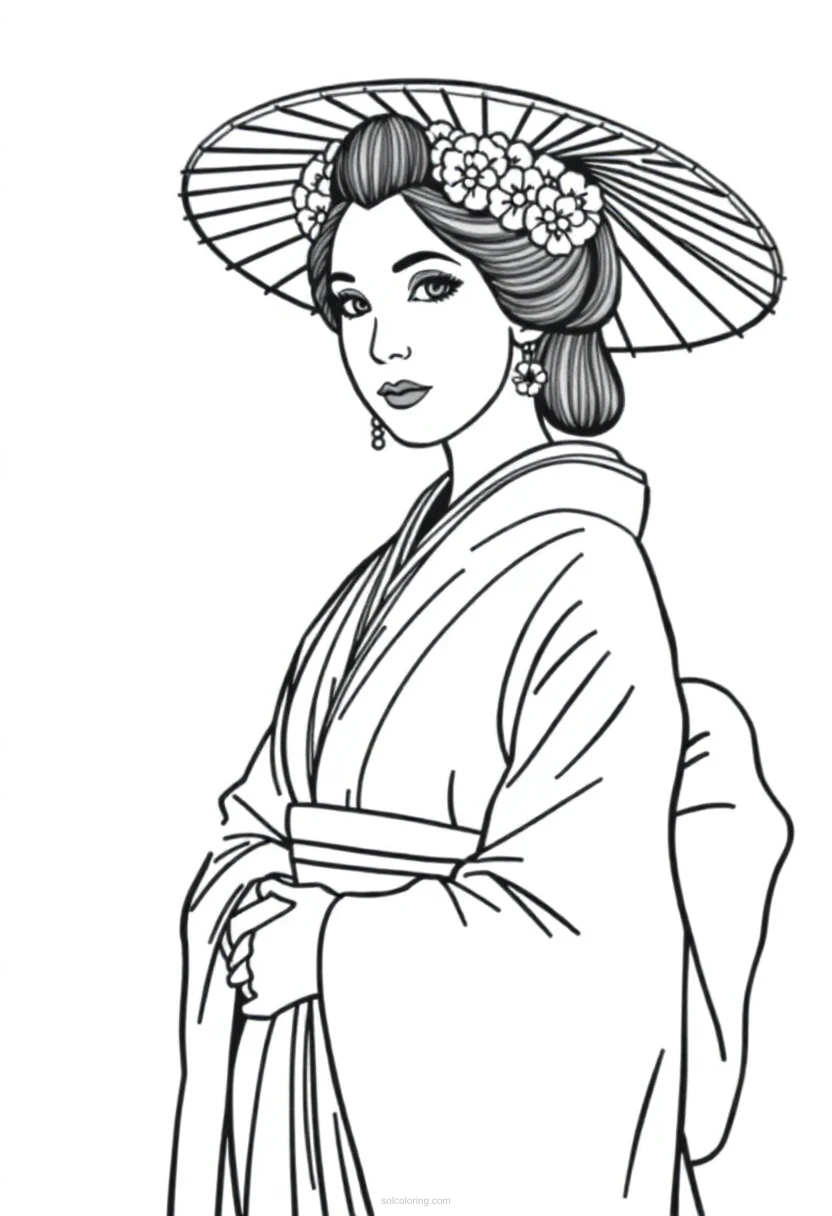 Geisha coloring page for kids