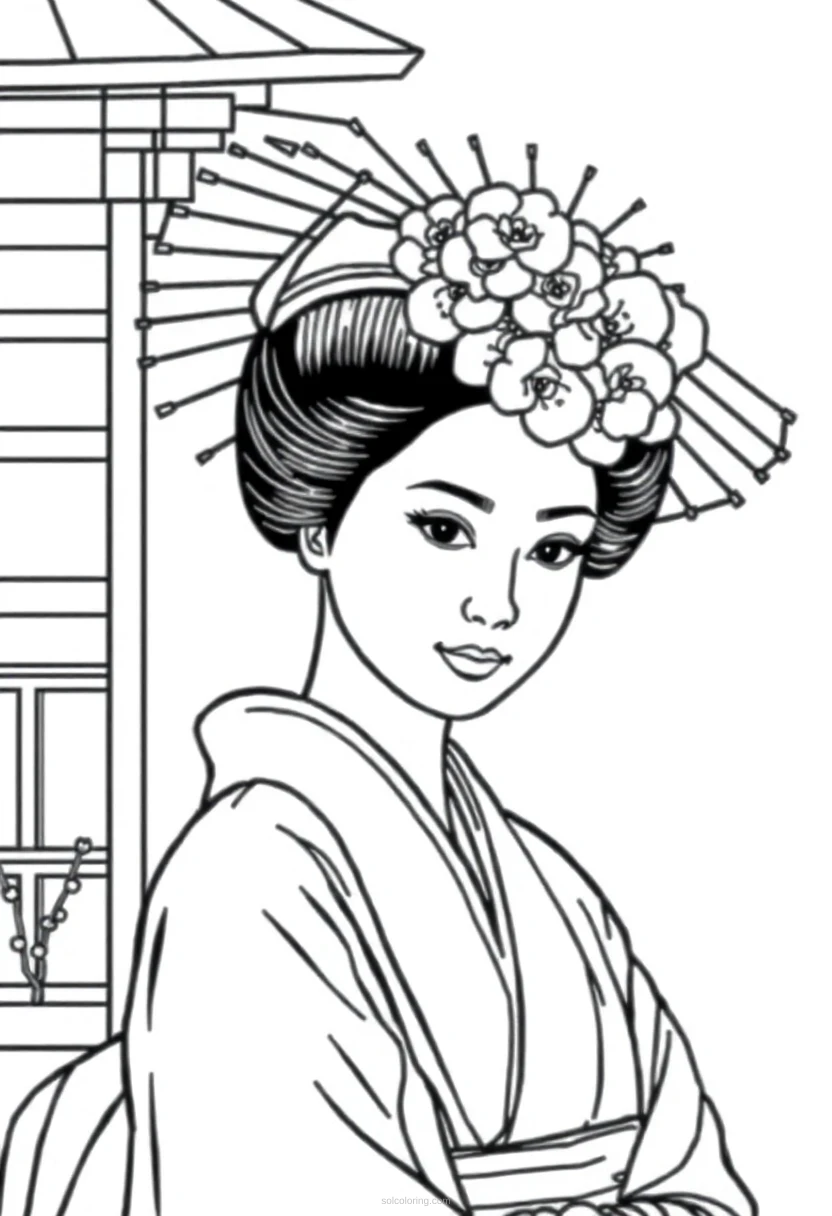 Geisha Detailed coloring pages