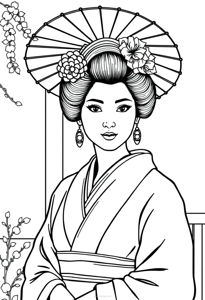 Geisha coloring page for kids