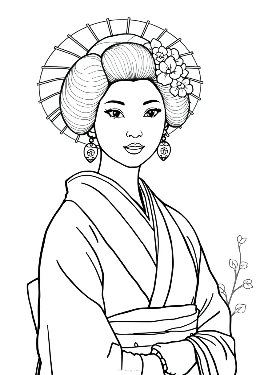 Geisha coloring page for kids
