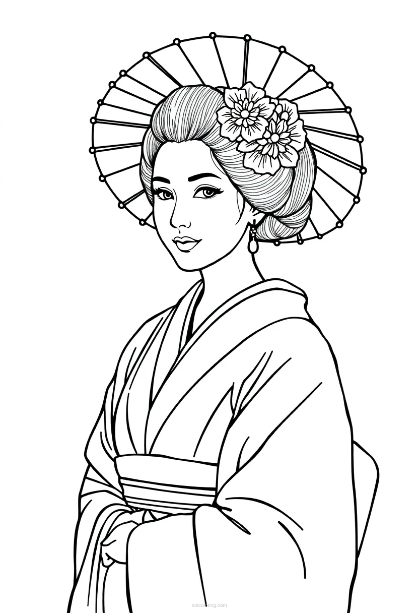 Geisha coloring page for kids