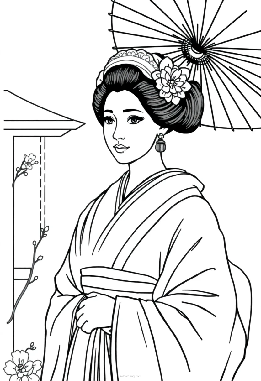 Geisha Mandala coloring pages