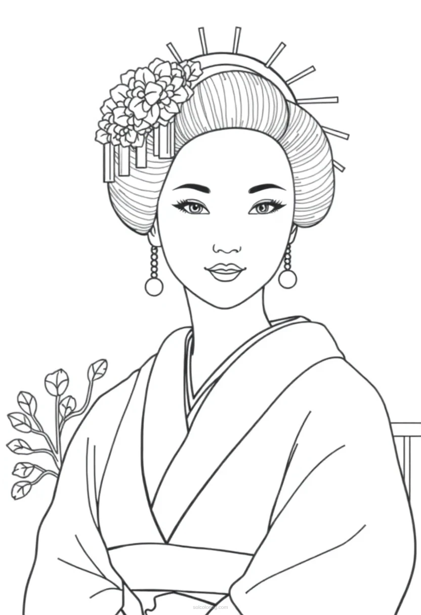 Geisha coloring page for kids