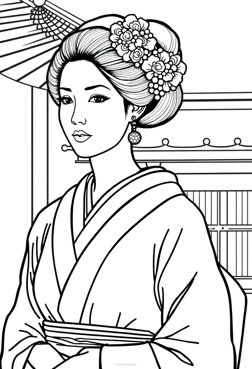 Geisha coloring page for kids