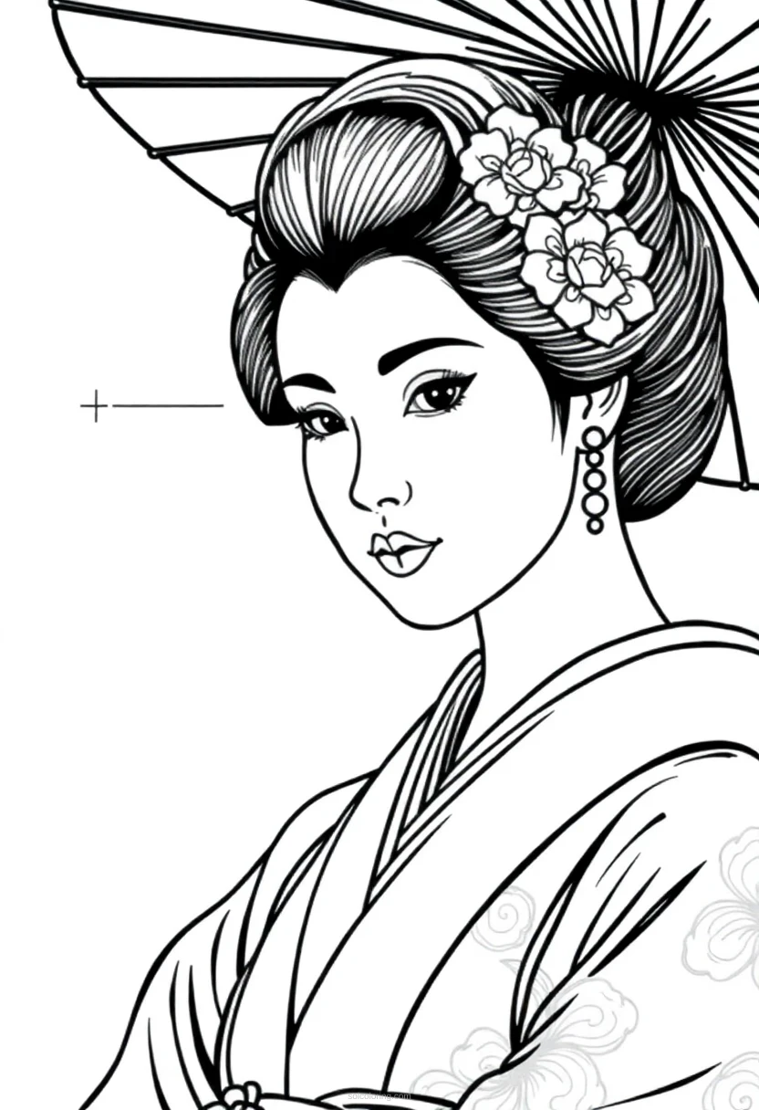 Geisha coloring page for kids