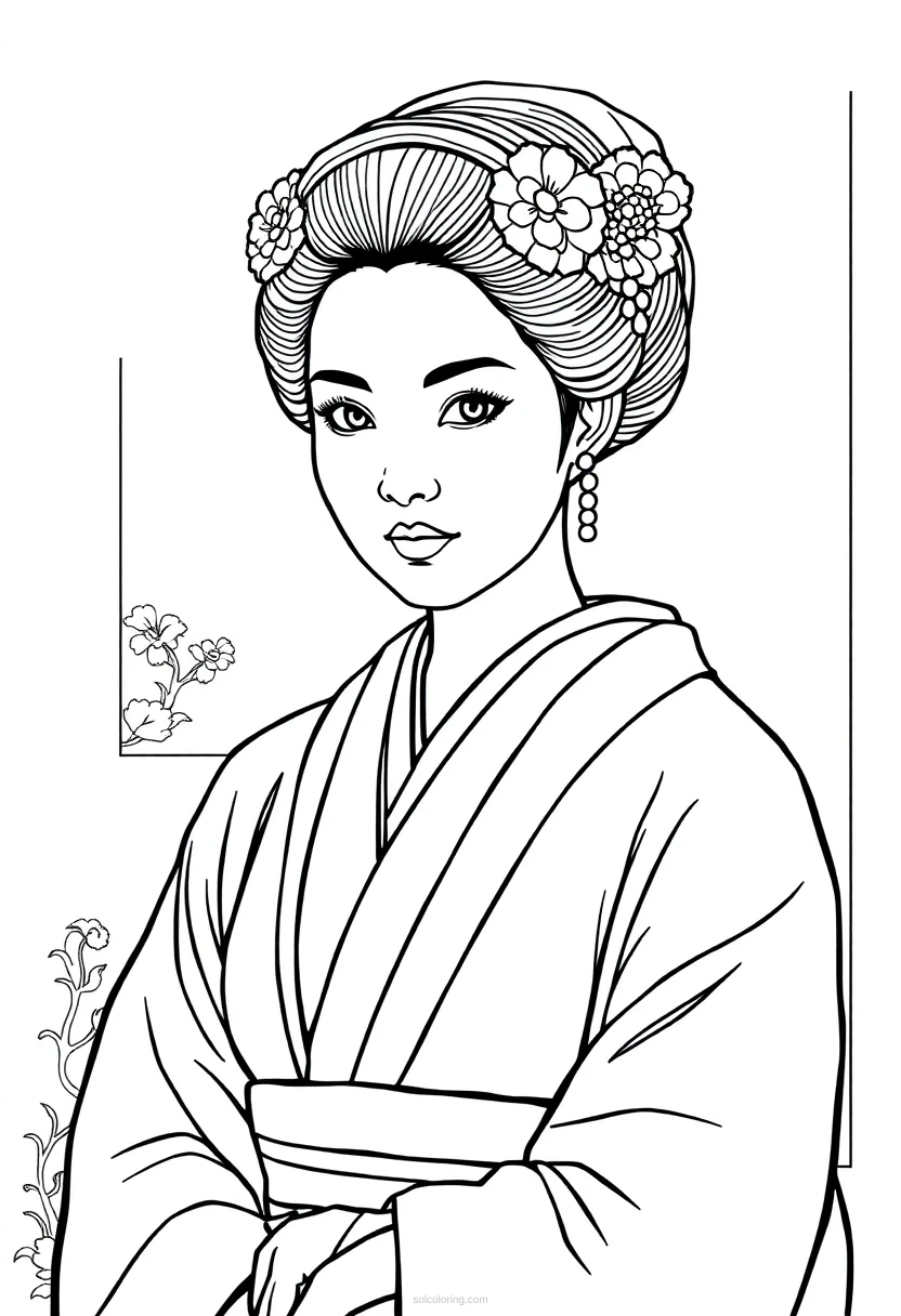 Geisha Realistic coloring pages