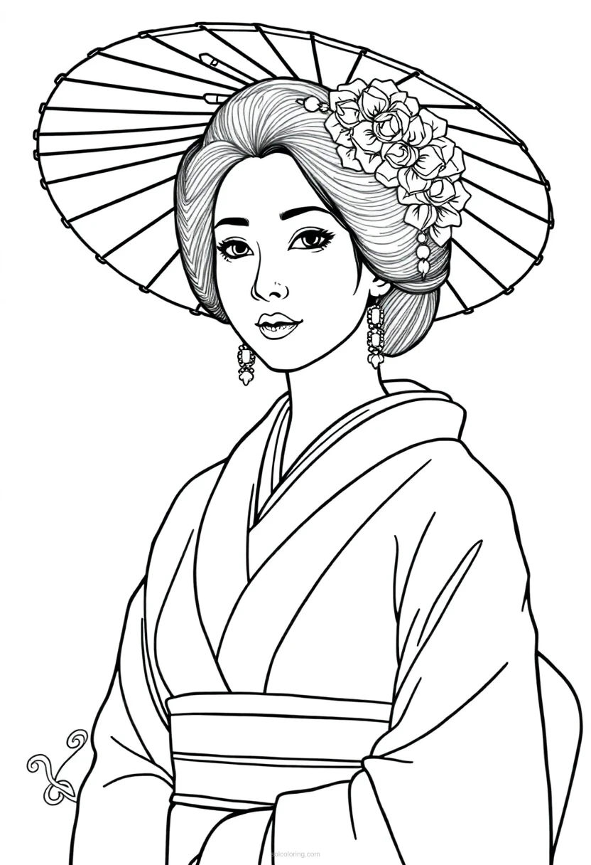 Geisha coloring page for kids