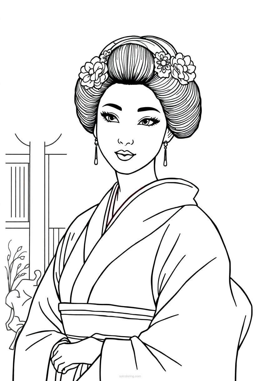 Geisha coloring pages