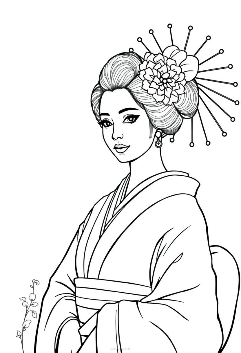 Geisha coloring page for kids