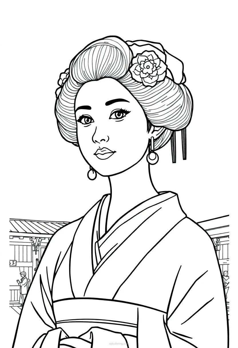 Geisha coloring page for kids