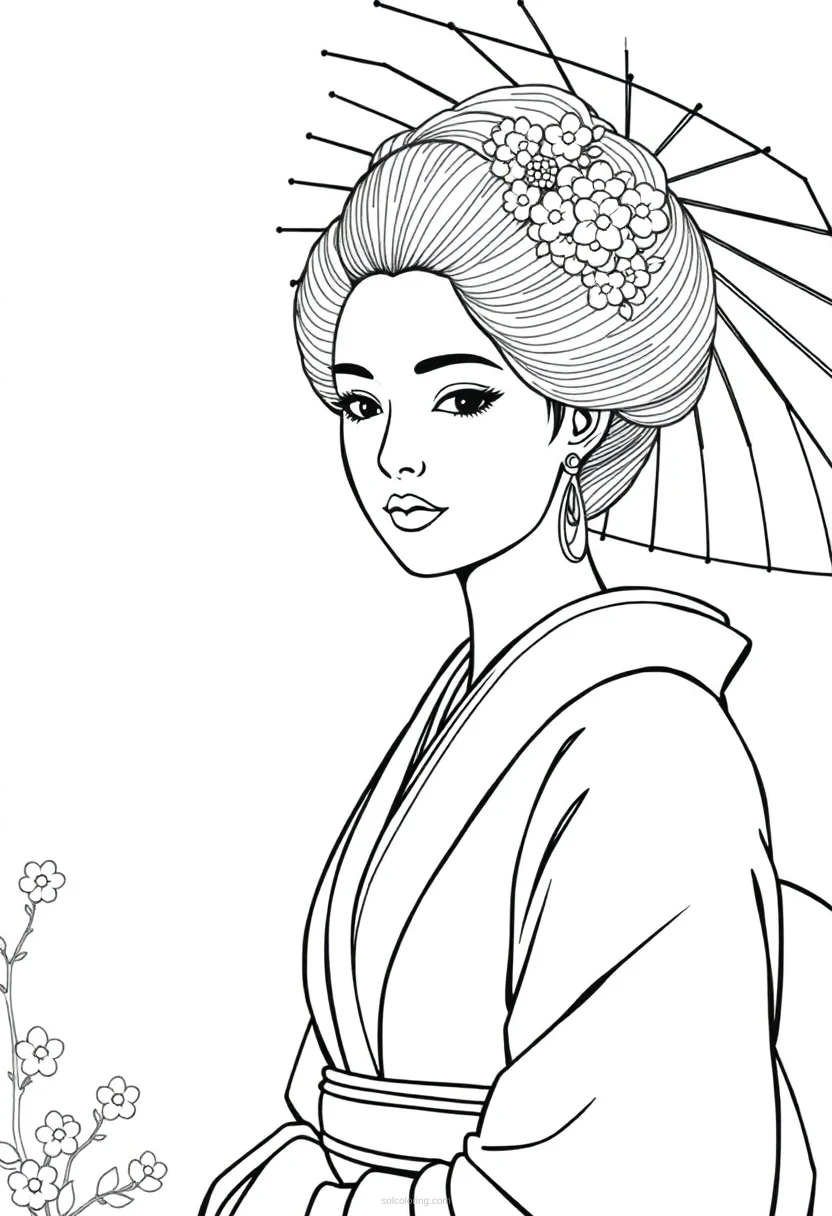 Geisha Simple coloring pages