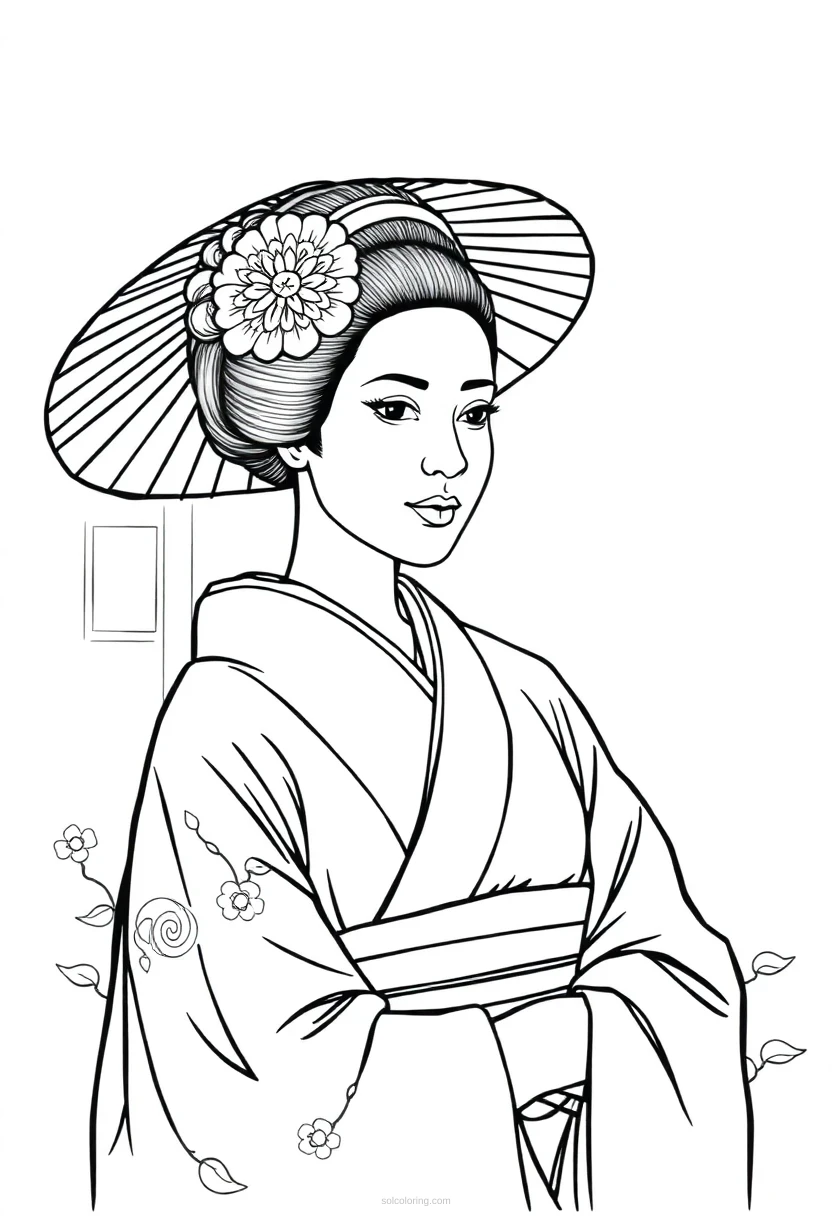 Geisha coloring page for kids