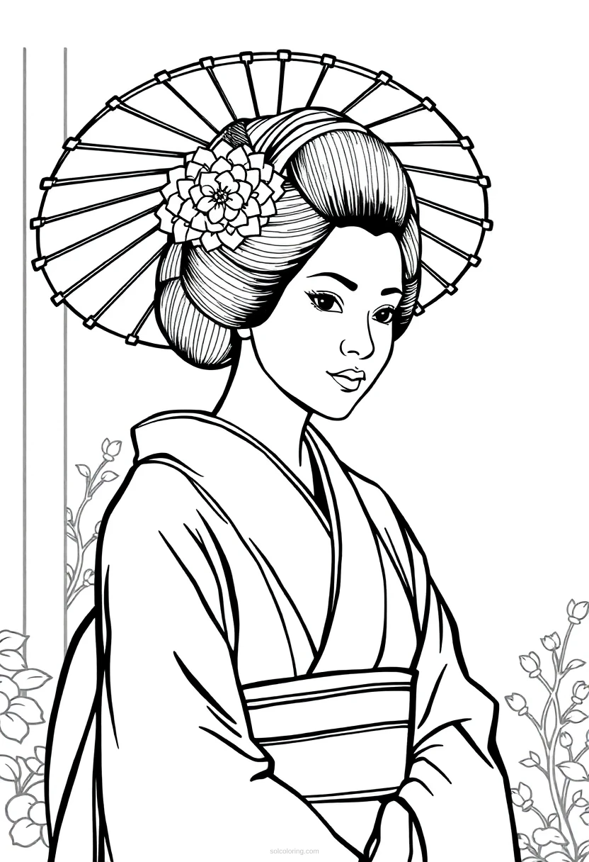 Geisha coloring page for kids