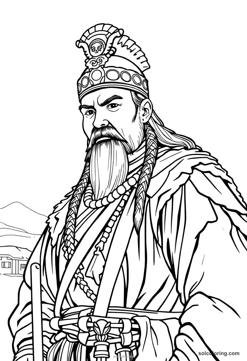 Genghis Khan On The Mongolian Steppe coloring pages