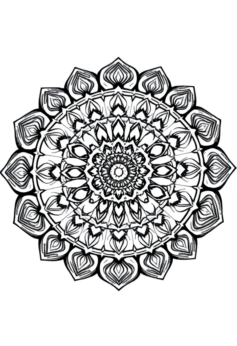 Geometric Mandala Patterns coloring page, free printable