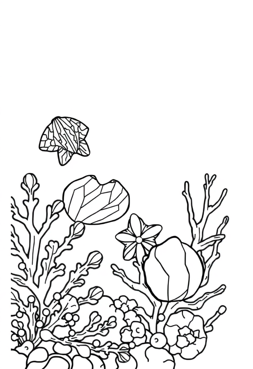 Geometric Seashells And Coral coloring pages