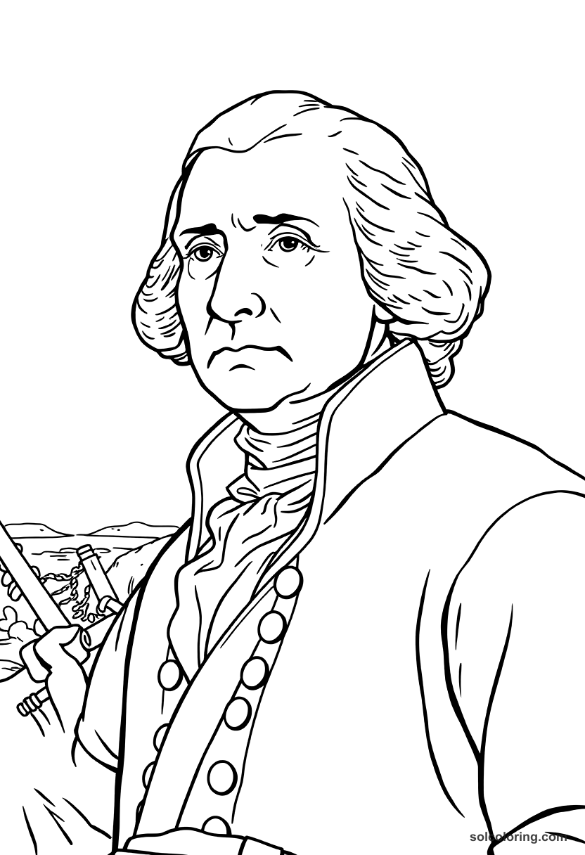 George Washington Crossing the Delaware coloring page, free printable detailed style