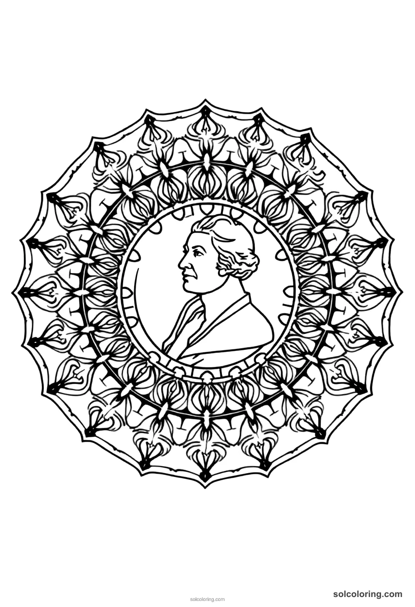 Mandala George Washington Crossing the Delaware mandala coloring page for kids