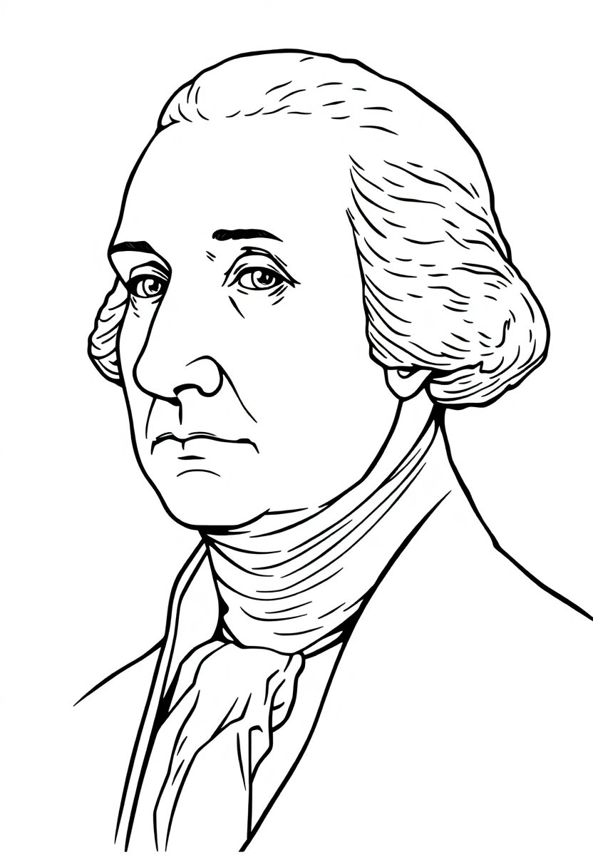 George Washington Portrait coloring page, free printable