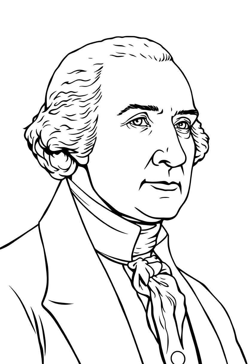 George Washington Portrait coloring page, free printable