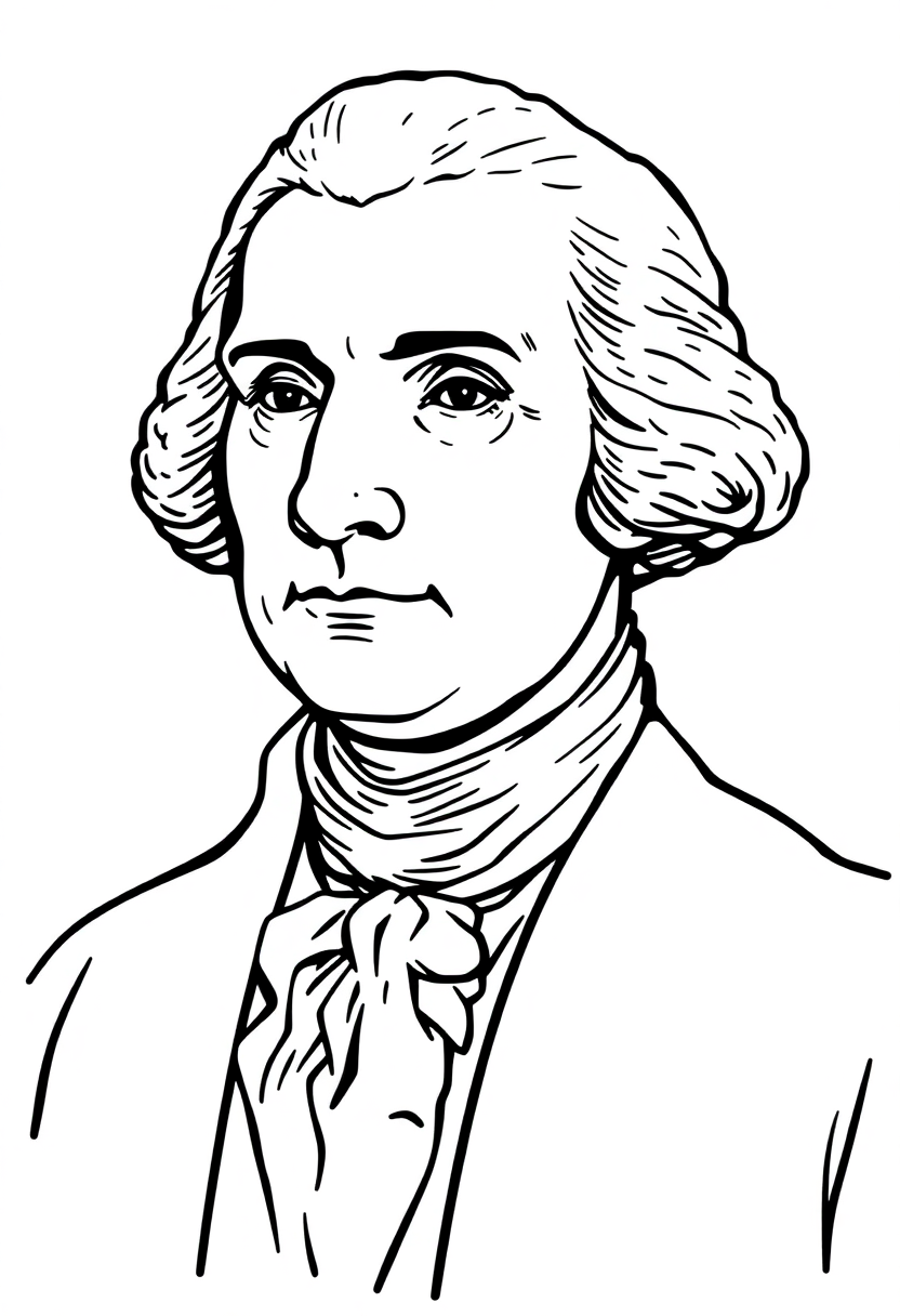 George Washington Portrait coloring page, free printable