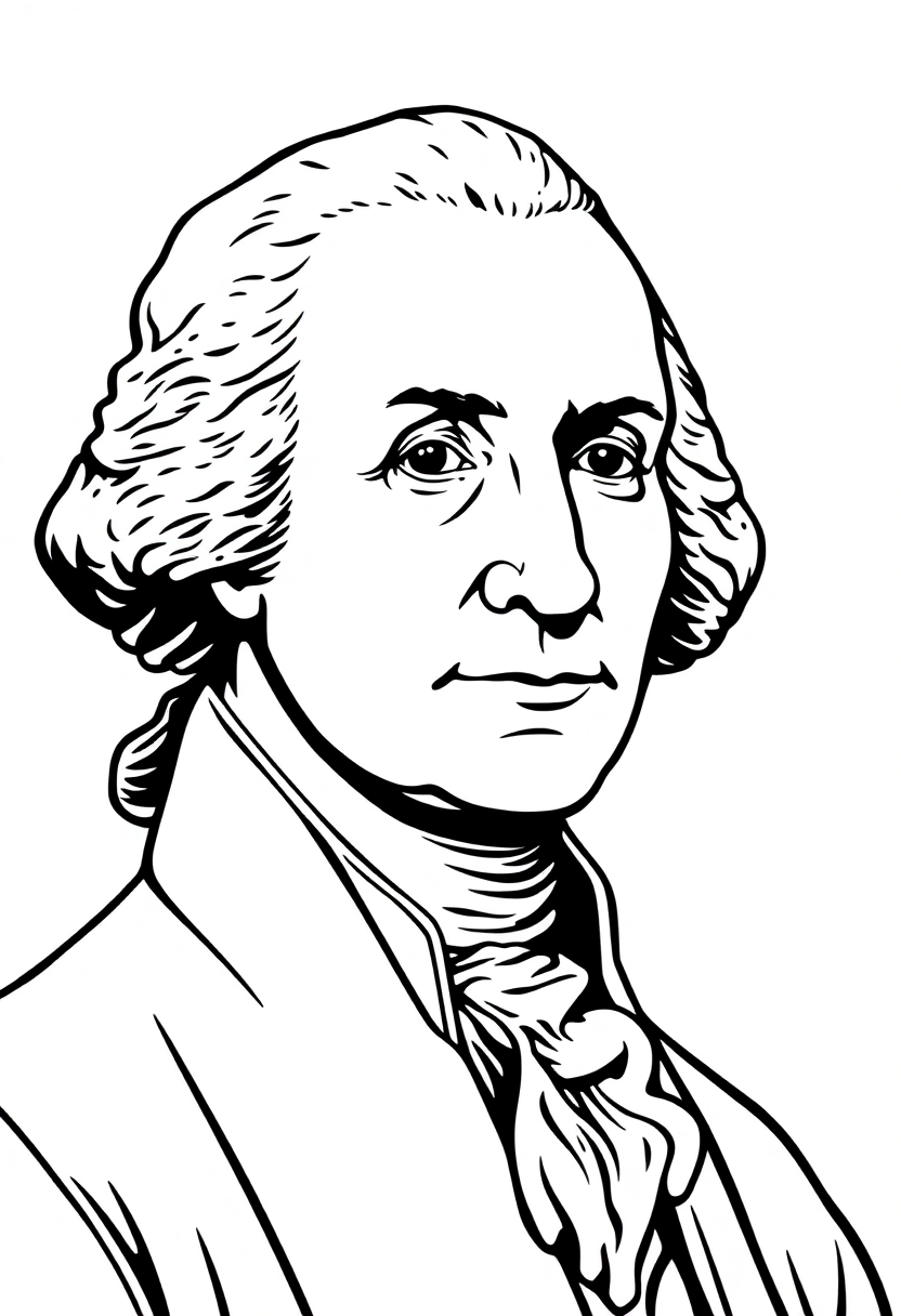 George Washington Portrait coloring page, free printable