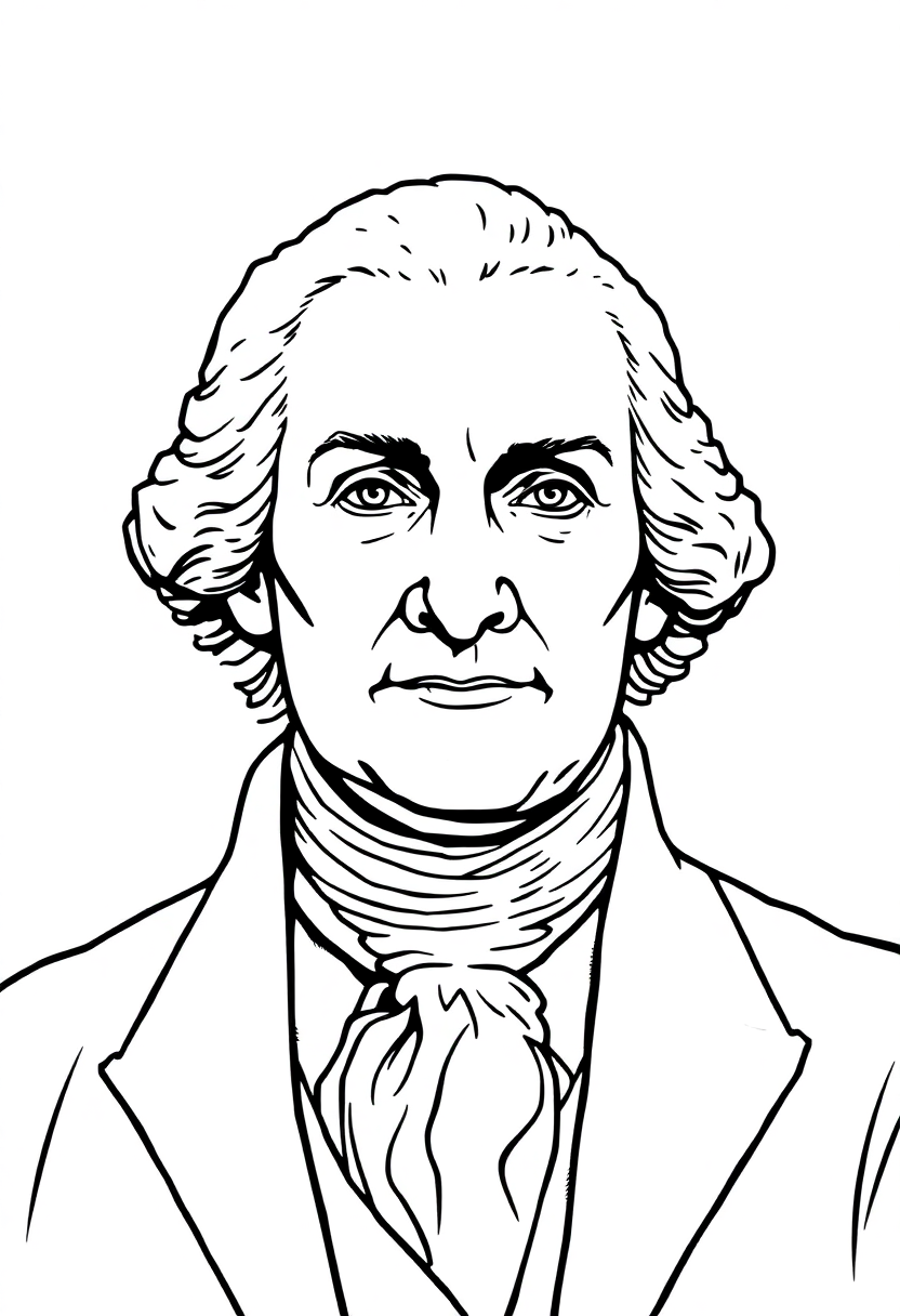 George Washington Portrait coloring page, free printable