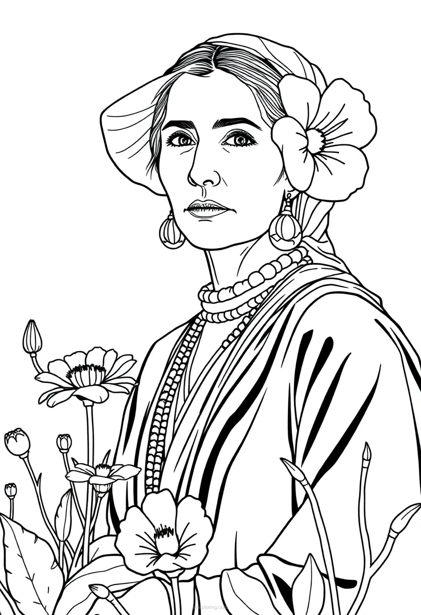 Georgia O'Keeffe Desert Flowers coloring page for kids