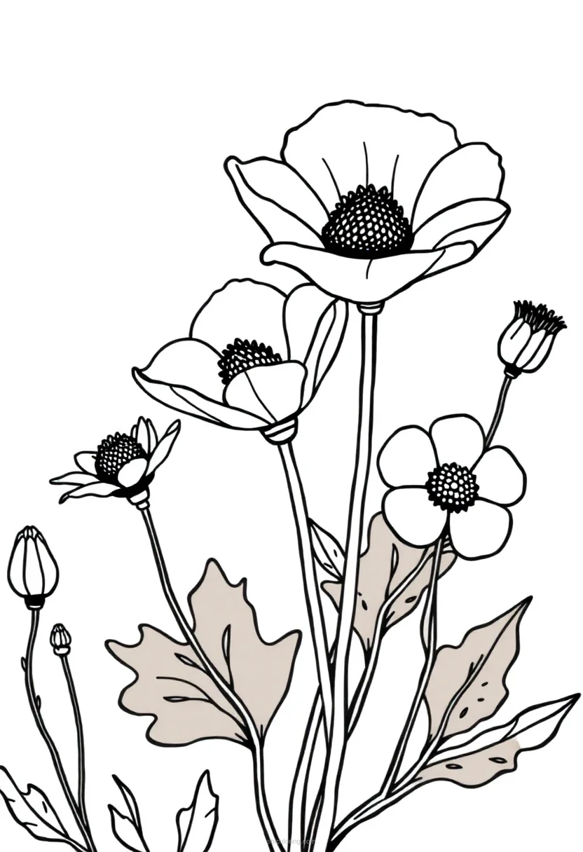Georgia O'Keeffe Desert Flowers coloring page for kids