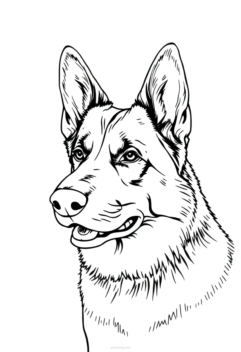 German Shepherd coloring page for kids
