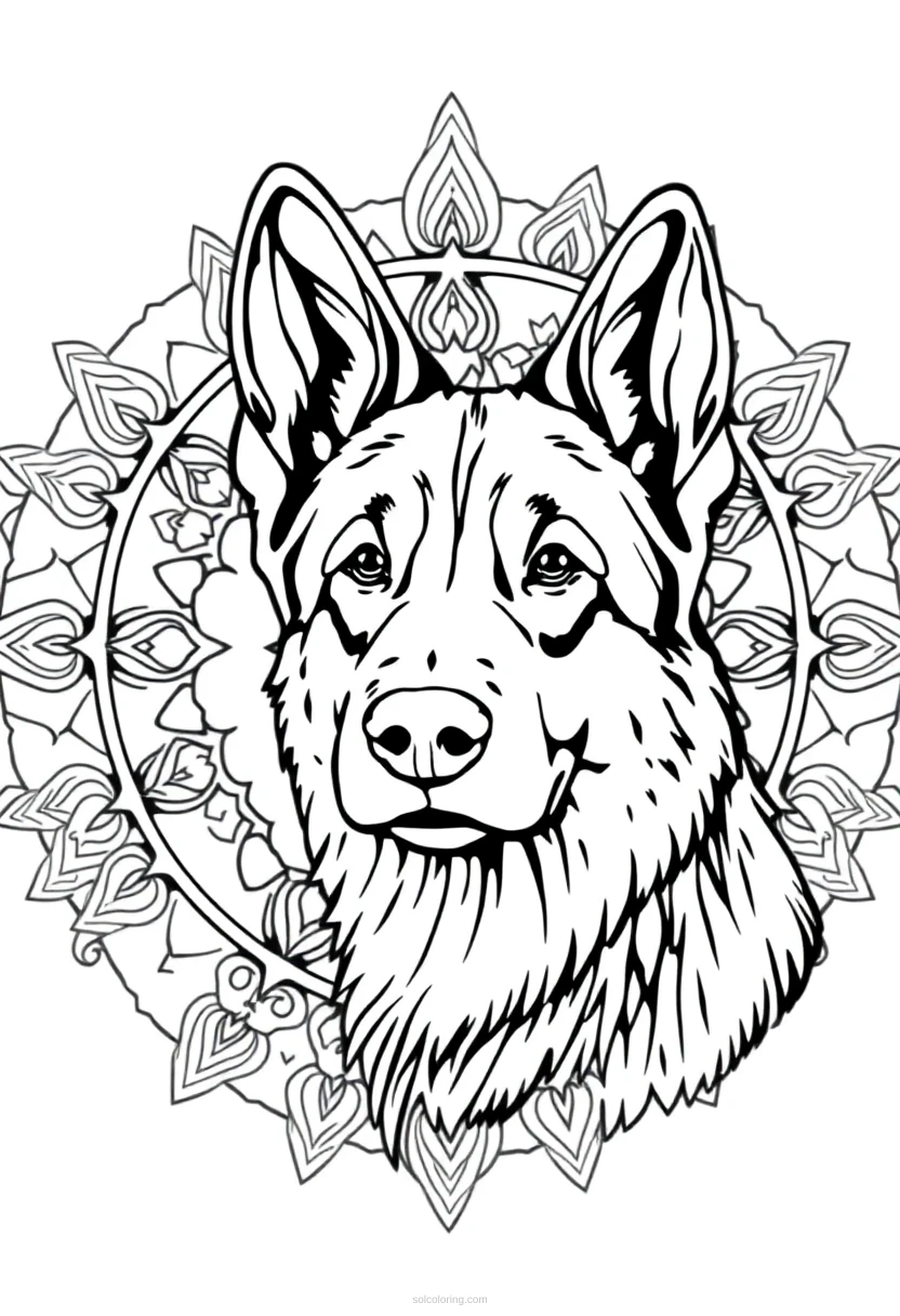 German Shepherd coloring page for kids