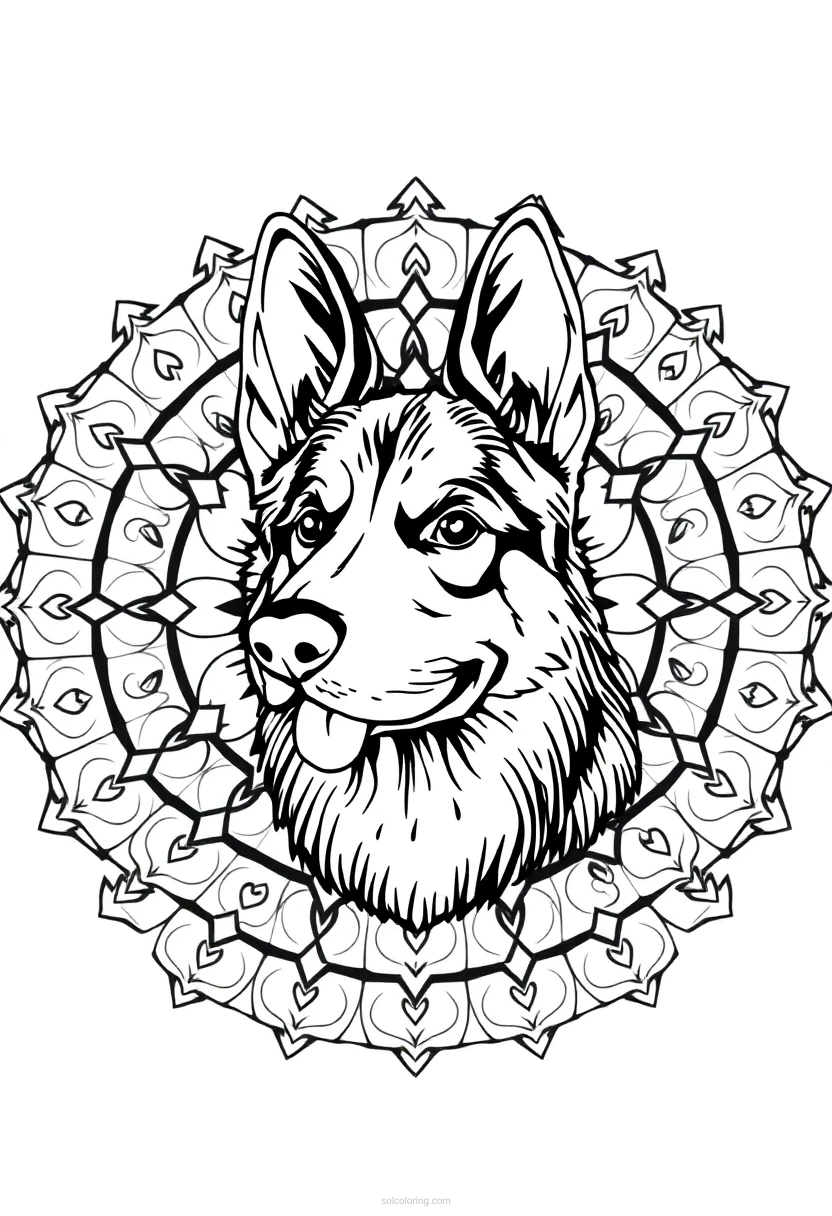 German Shepherd coloring page for kids