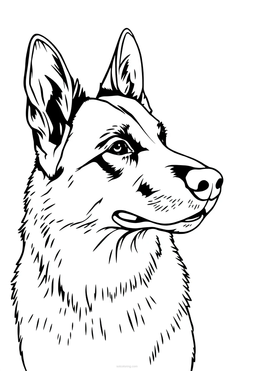 German Shepherd coloring page for kids