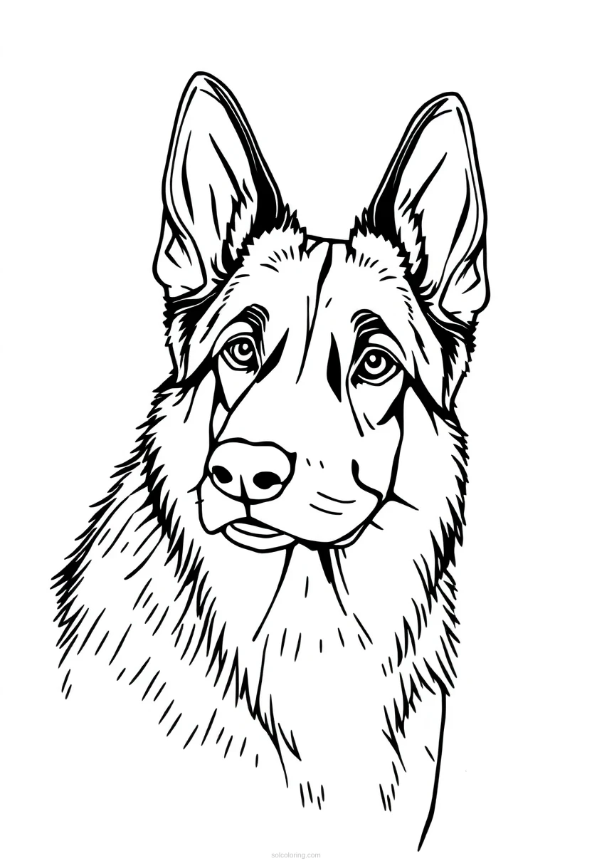 German Shepherd coloring page for kids