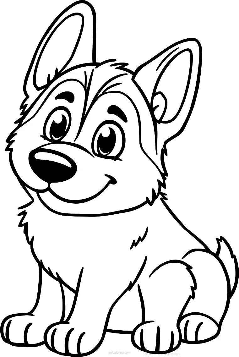 German Shepherd coloring page for kids