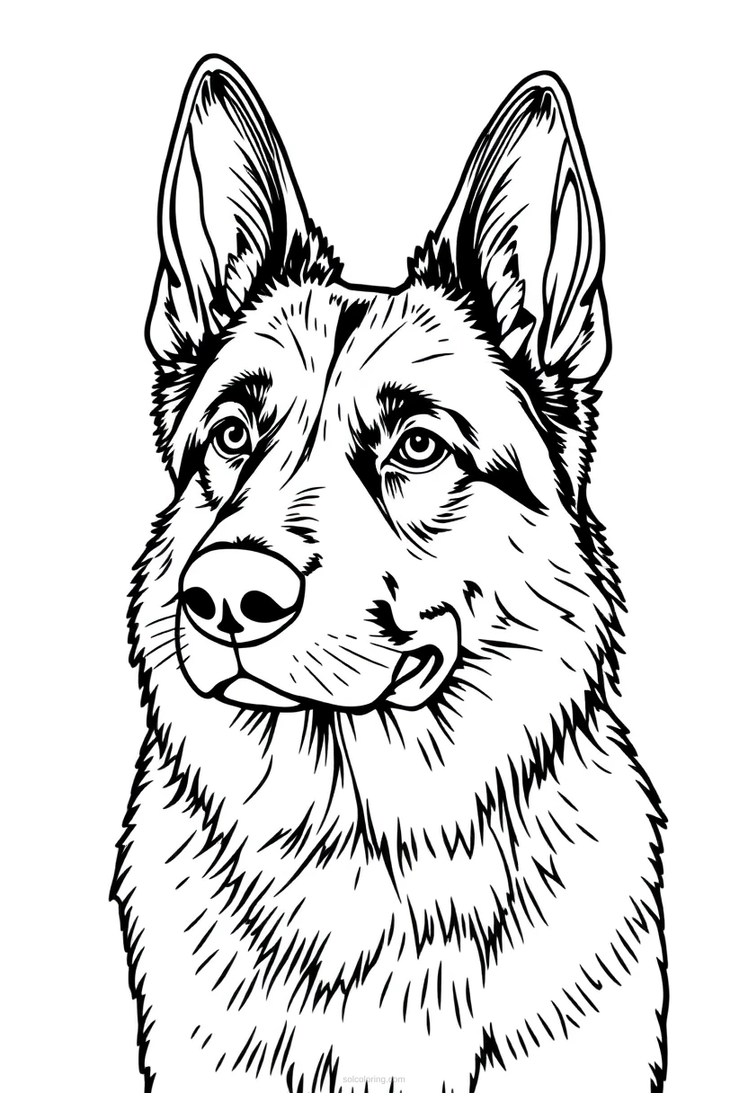 German Shepherd coloring page for kids
