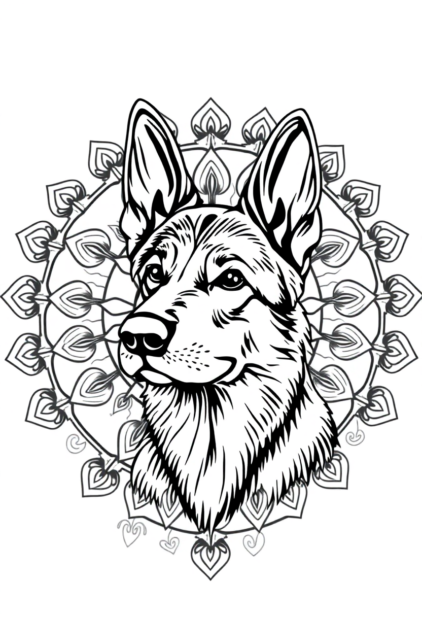 German Shepherd Dog coloring page, free printable