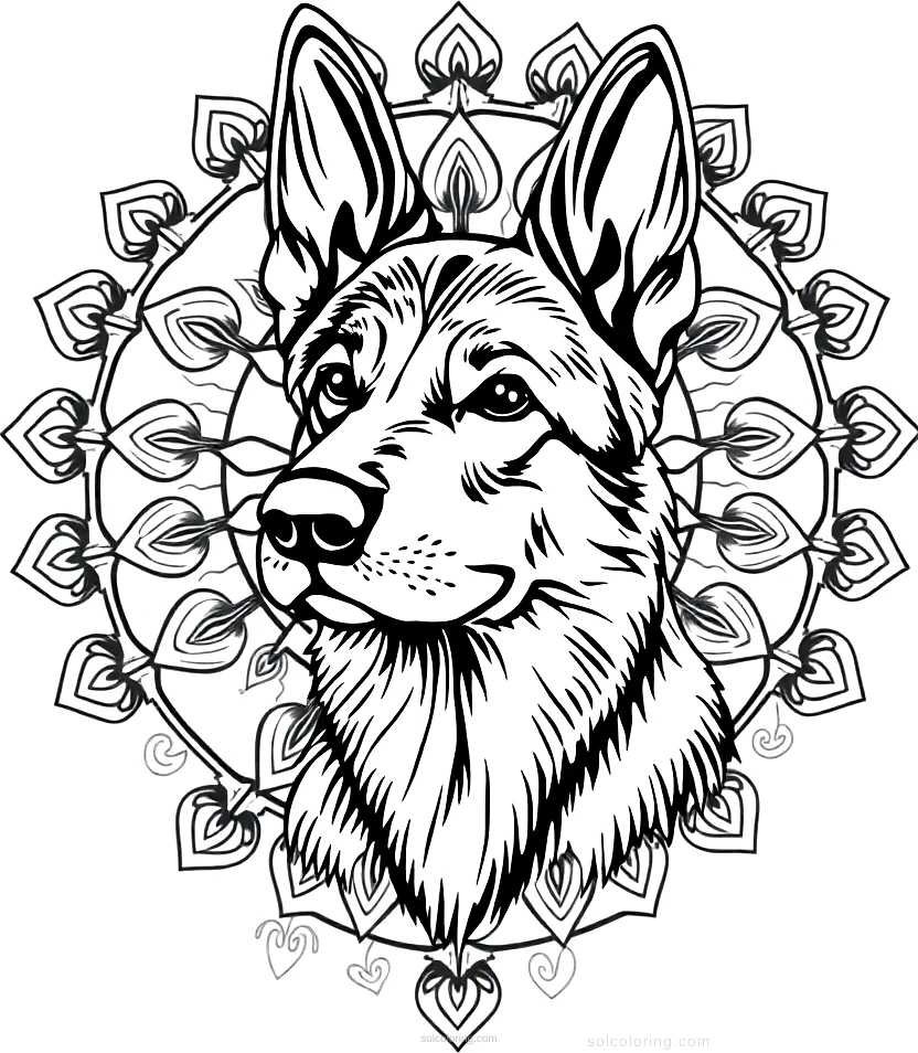German Shepherd Dog coloring page for kids