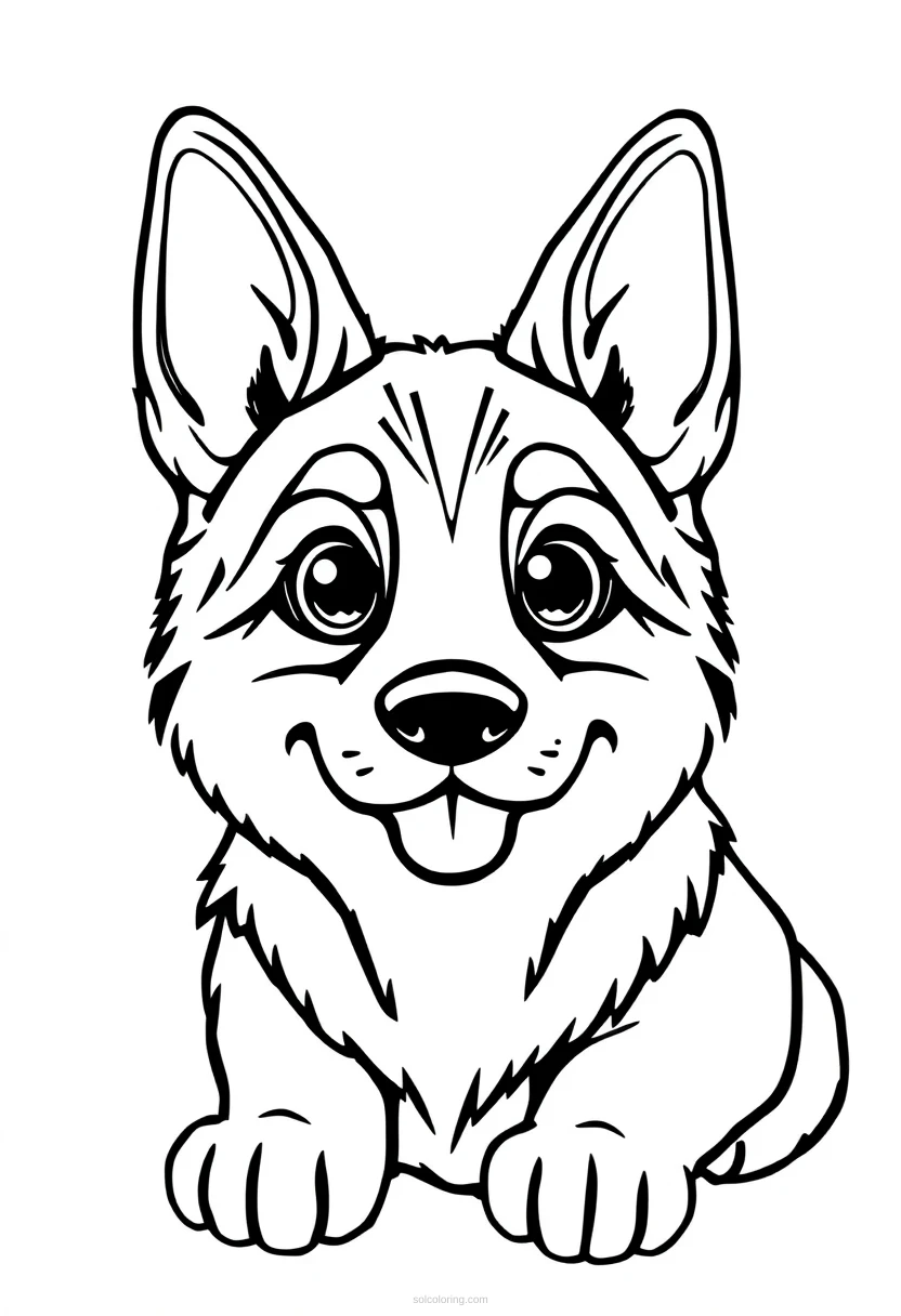 German Shepherd coloring page for kids