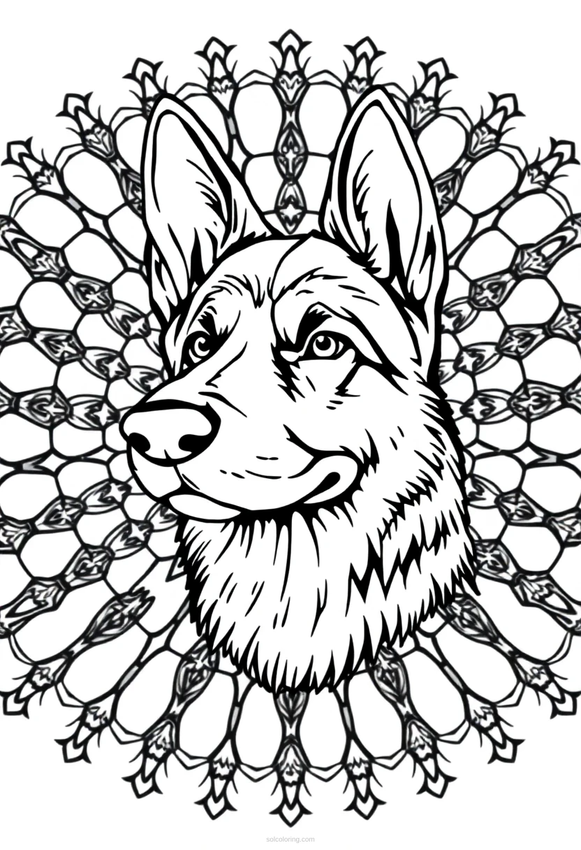German Shepherd coloring page for kids
