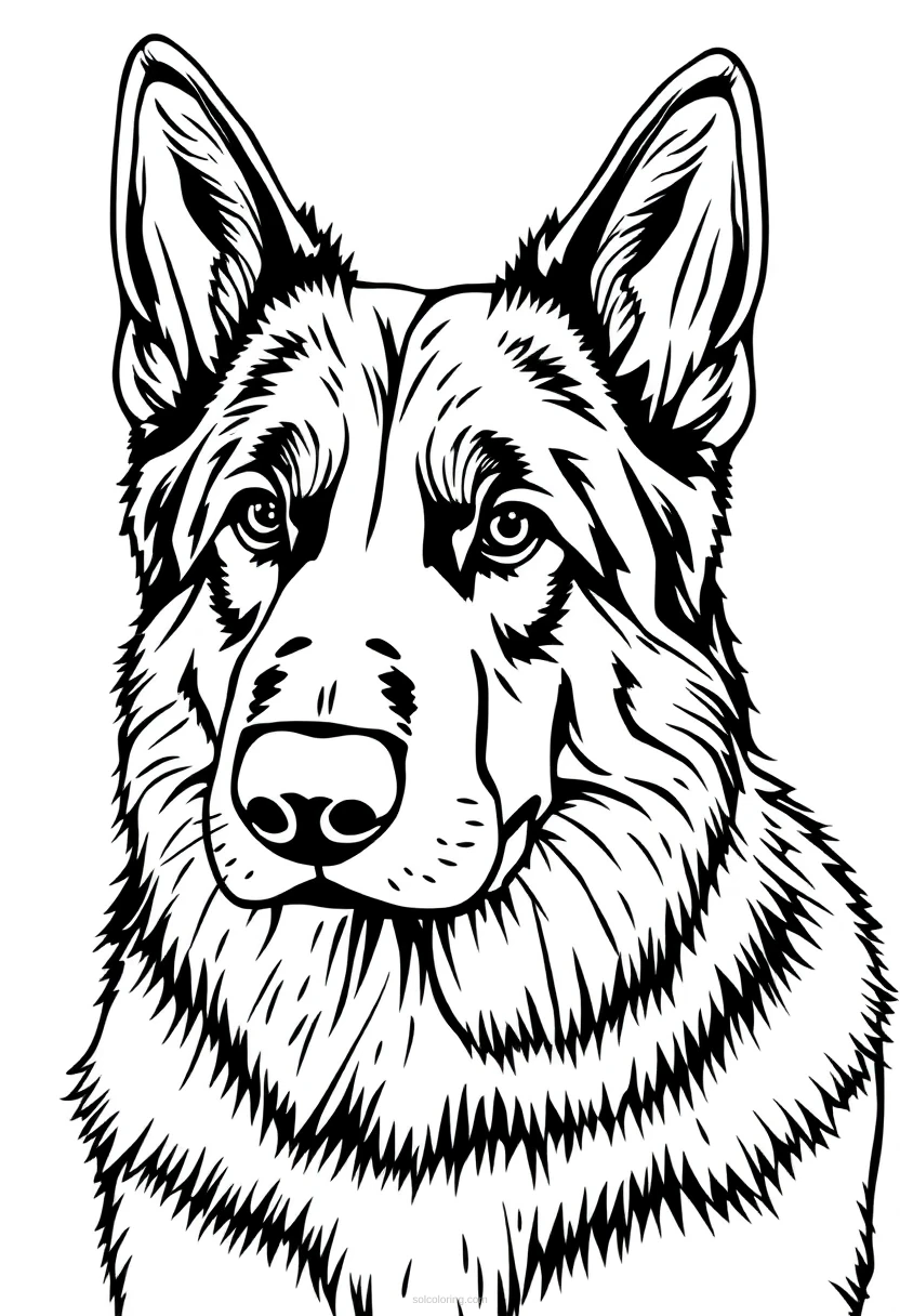 German Shepherd coloring page for kids