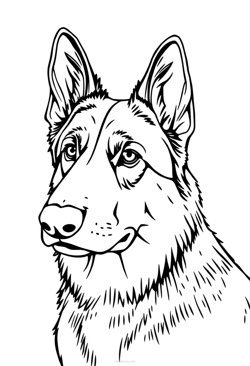 German Shepherd coloring page for kids