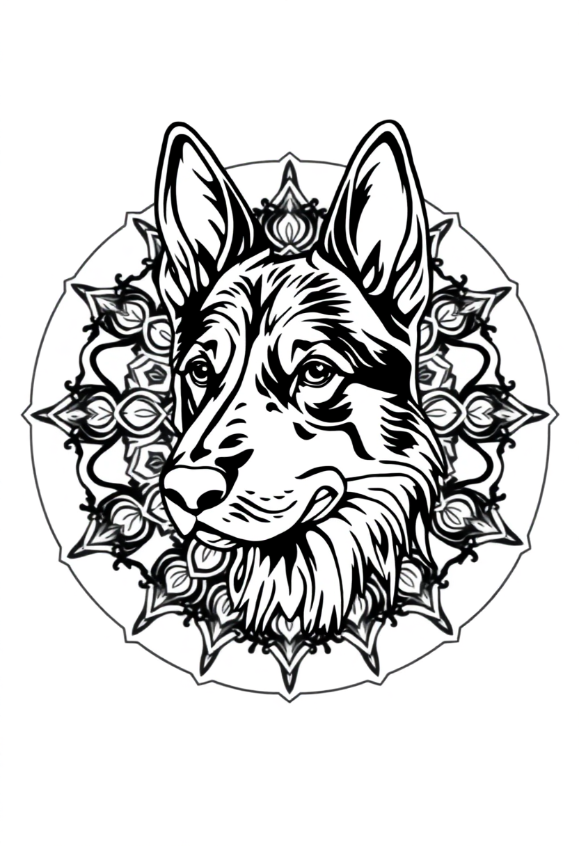 German Shepherd coloring page, free printable